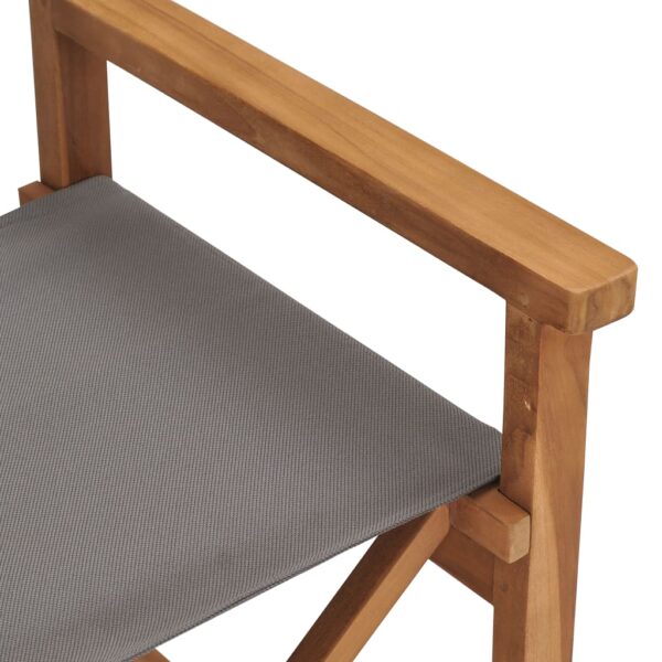 vidaXL Director's Chairs 2 pcs Solid Teak Wood Gray - Image 8