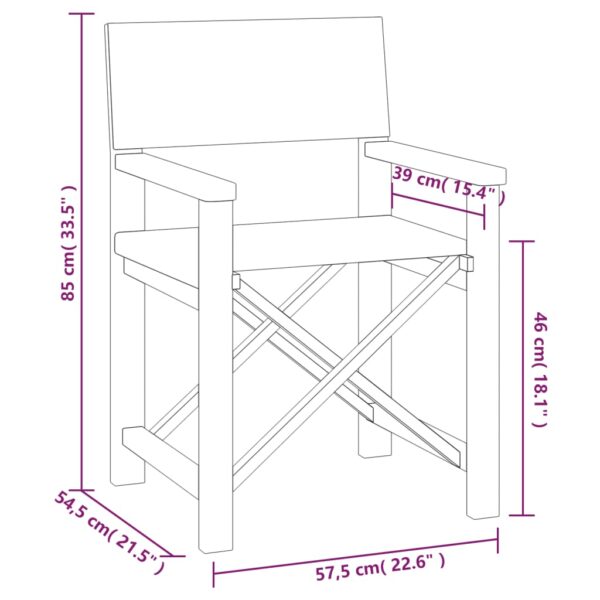 vidaXL Director's Chairs 2 pcs Solid Teak Wood Gray - Image 10