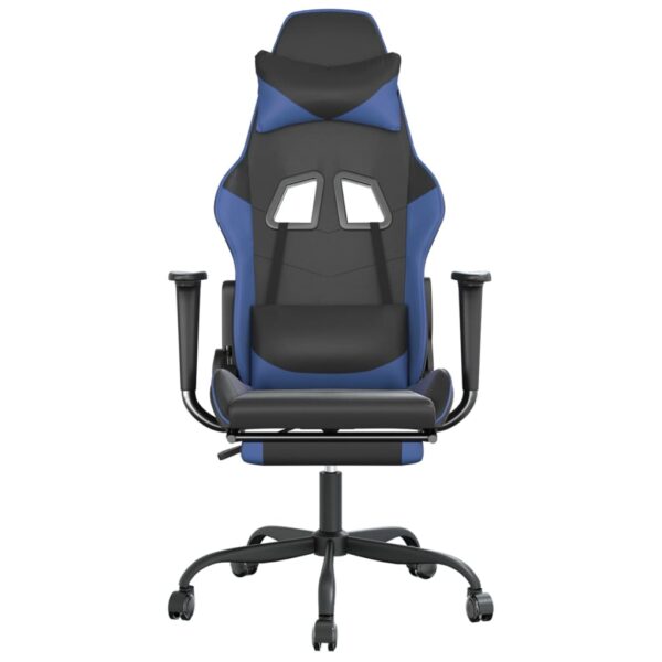 vidaXL Gaming Chair with Footrest Black and Blue Faux Leather - Image 3