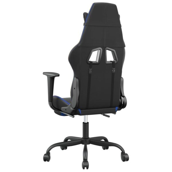 vidaXL Gaming Chair with Footrest Black and Blue Faux Leather - Image 5