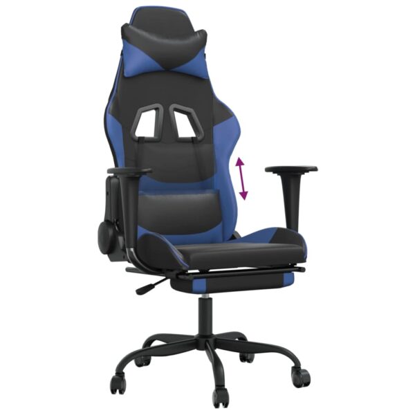 vidaXL Gaming Chair with Footrest Black and Blue Faux Leather - Image 8