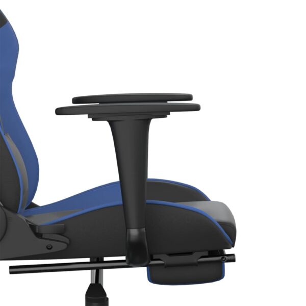 vidaXL Gaming Chair with Footrest Black and Blue Faux Leather - Image 11