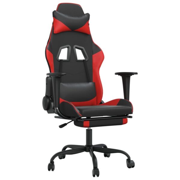 vidaXL Gaming Chair with Footrest Black and Red Faux Leather - Image 2