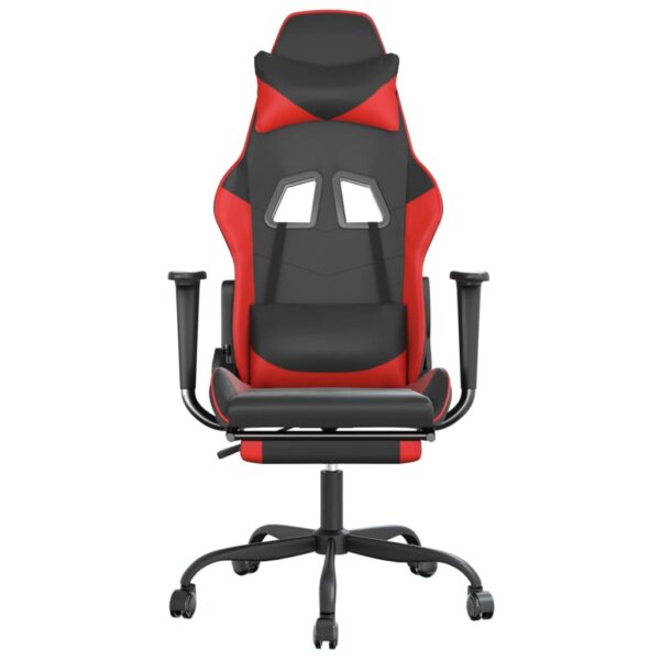 vidaXL Gaming Chair with Footrest Black and Red Faux Leather - Image 3