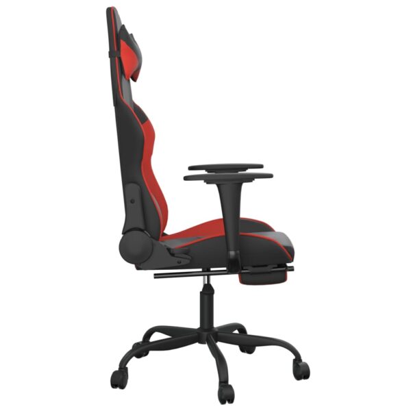 vidaXL Gaming Chair with Footrest Black and Red Faux Leather - Image 4