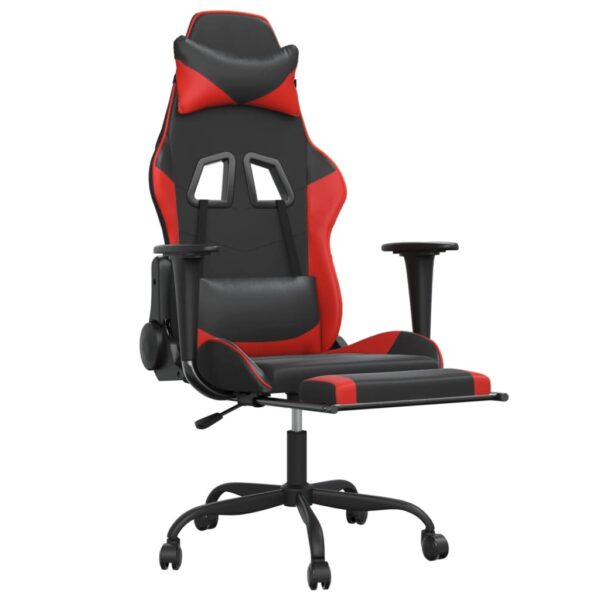 vidaXL Gaming Chair with Footrest Black and Red Faux Leather - Image 6