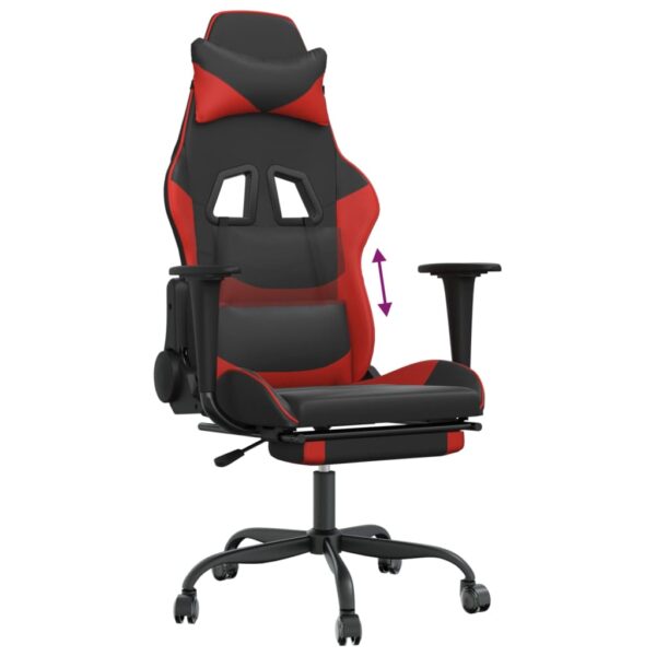 vidaXL Gaming Chair with Footrest Black and Red Faux Leather - Image 8