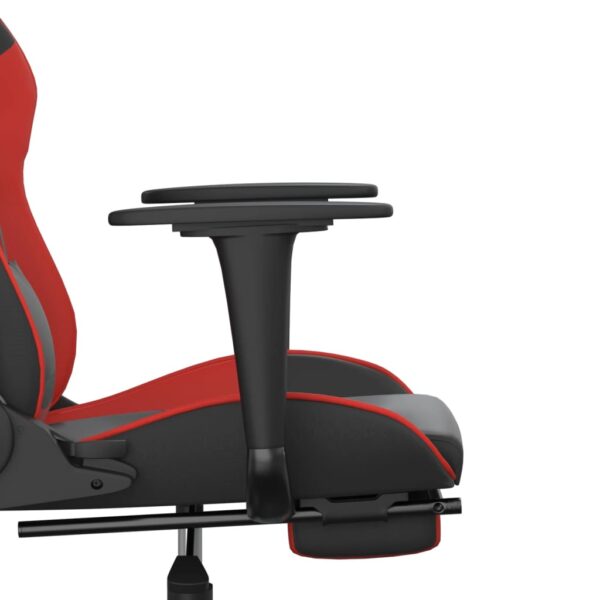 vidaXL Gaming Chair with Footrest Black and Red Faux Leather - Image 11