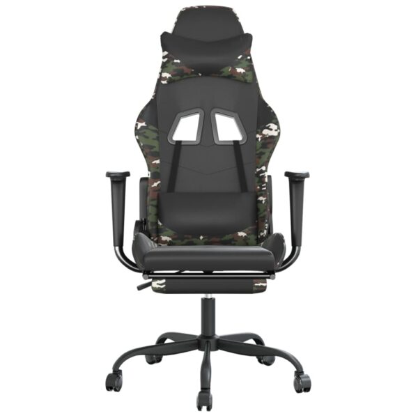 vidaXL Gaming Chair with Footrest Black and Camouflage Faux Leather - Image 3