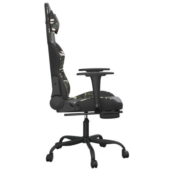 vidaXL Gaming Chair with Footrest Black and Camouflage Faux Leather - Image 4