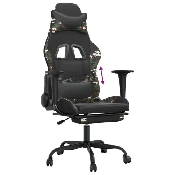 vidaXL Gaming Chair with Footrest Black and Camouflage Faux Leather - Image 8