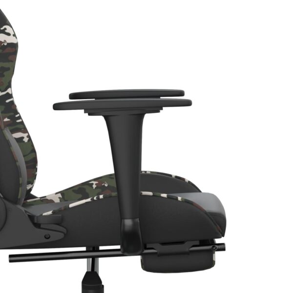 vidaXL Gaming Chair with Footrest Black and Camouflage Faux Leather - Image 11