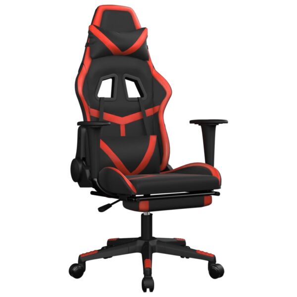 vidaXL Gaming Chair with Footrest Black and Red Faux Leather - Image 2