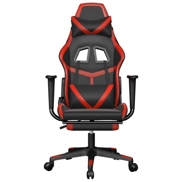 vidaXL Gaming Chair with Footrest Black and Red Faux Leather - Image 3