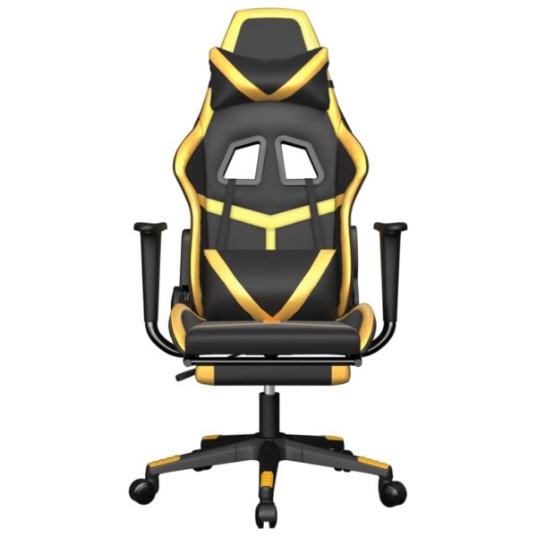 vidaXL Gaming Chair with Footrest Black and Gold Faux Leather - Image 3