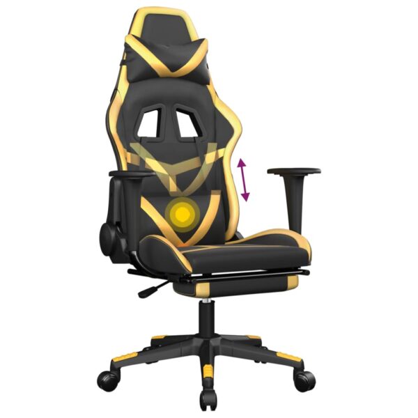 vidaXL Gaming Chair with Footrest Black and Gold Faux Leather - Image 8