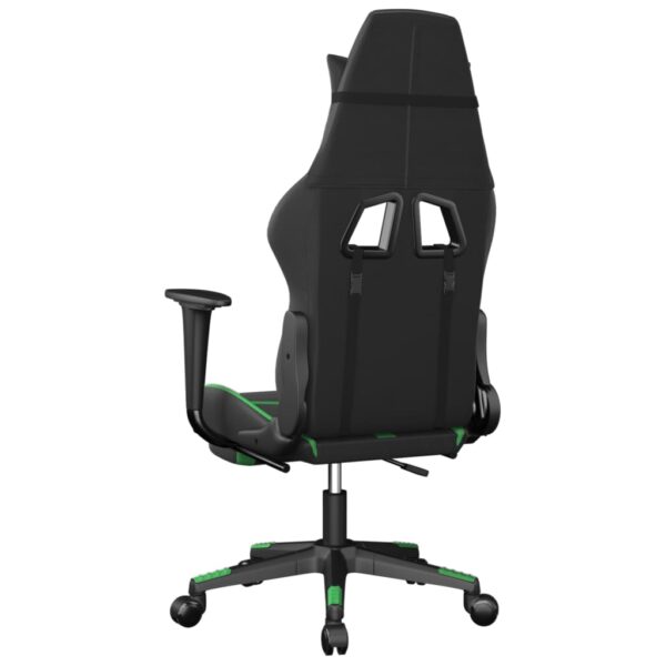 vidaXL Gaming Chair with Footrest Black and Green Faux Leather - Image 5