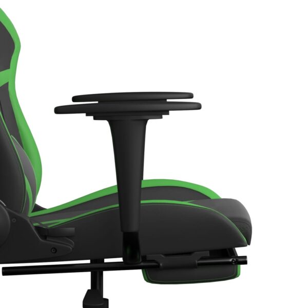 vidaXL Gaming Chair with Footrest Black and Green Faux Leather - Image 11