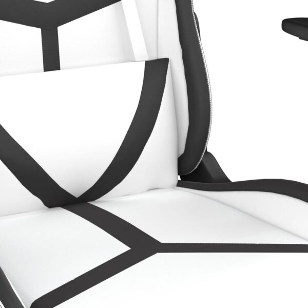 vidaXL Gaming Chair with Footrest White and Black Faux Leather - Image 9