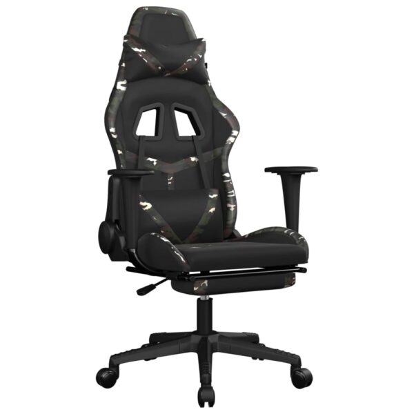 vidaXL Gaming Chair with Footrest Black and Camouflage Faux Leather - Image 2