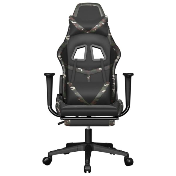 vidaXL Gaming Chair with Footrest Black and Camouflage Faux Leather - Image 3