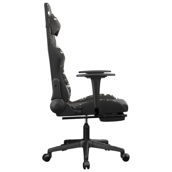 vidaXL Gaming Chair with Footrest Black and Camouflage Faux Leather - Image 4