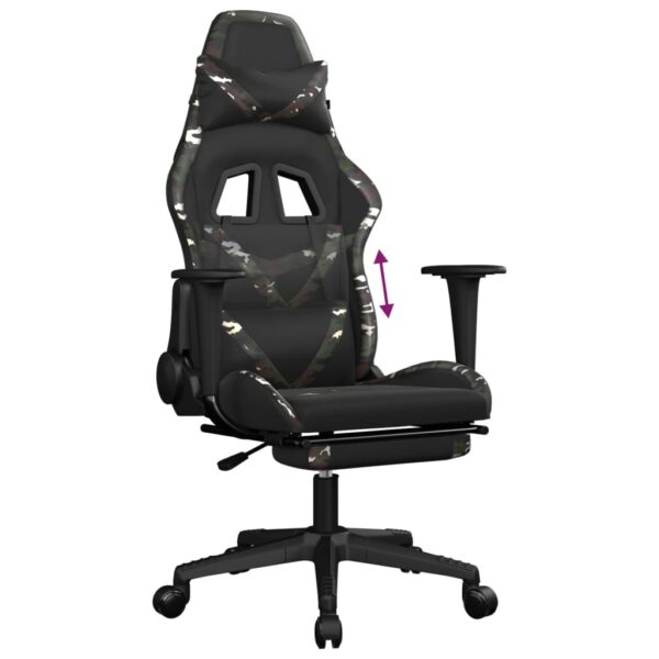 vidaXL Gaming Chair with Footrest Black and Camouflage Faux Leather - Image 8