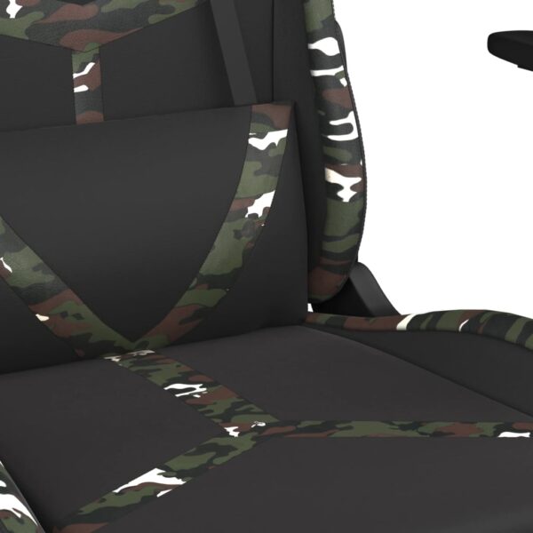 vidaXL Gaming Chair with Footrest Black and Camouflage Faux Leather - Image 9