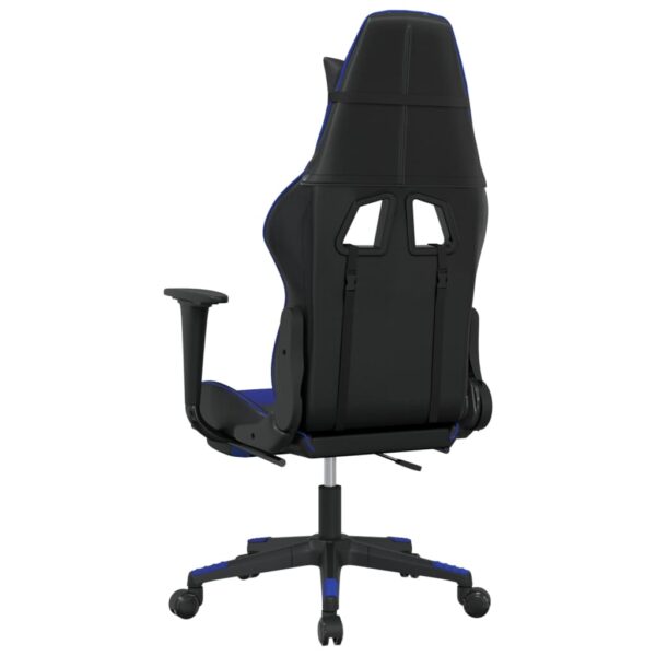 vidaXL Gaming Chair with Footrest Black and Blue Faux Leather - Image 5