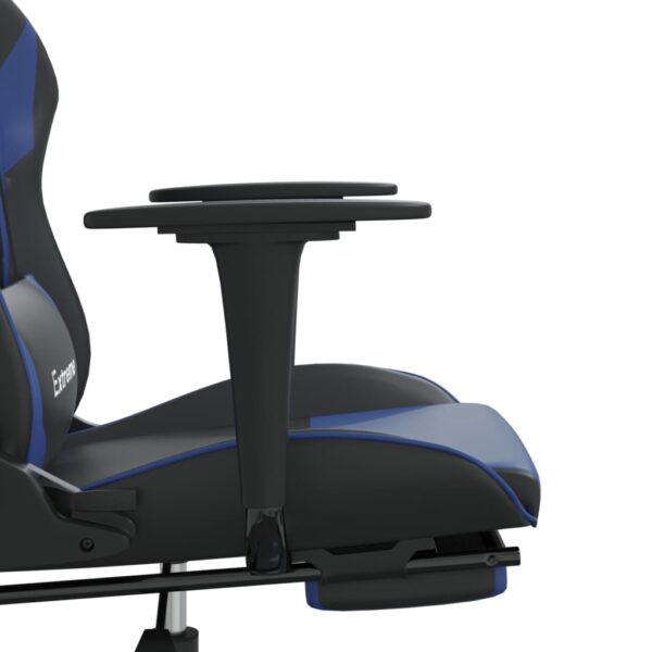 vidaXL Gaming Chair with Footrest Black and Blue Faux Leather - Image 11