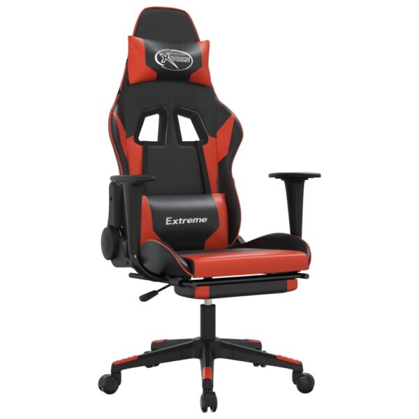 vidaXL Gaming Chair with Footrest Black and Red Faux Leather - Image 2