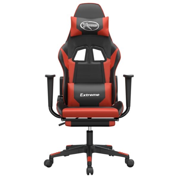 vidaXL Gaming Chair with Footrest Black and Red Faux Leather - Image 3