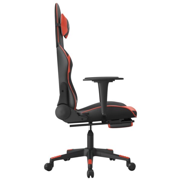 vidaXL Gaming Chair with Footrest Black and Red Faux Leather - Image 4