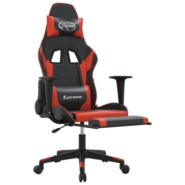 vidaXL Gaming Chair with Footrest Black and Red Faux Leather - Image 6