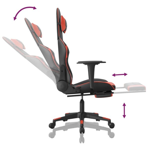 vidaXL Gaming Chair with Footrest Black and Red Faux Leather - Image 7