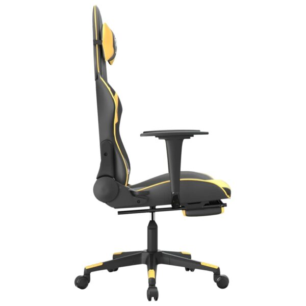 vidaXL Gaming Chair with Footrest Black and Gold Faux Leather - Image 4