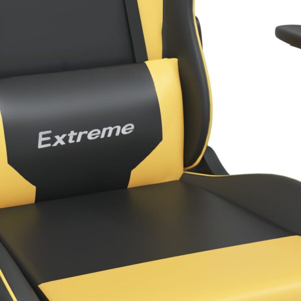 vidaXL Gaming Chair with Footrest Black and Gold Faux Leather - Image 9