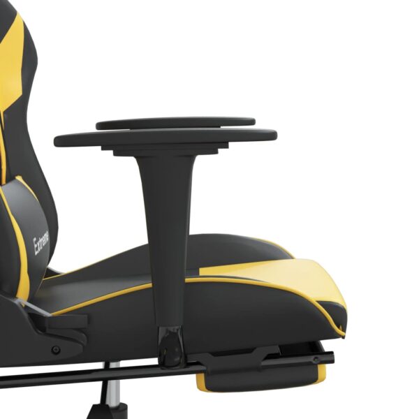 vidaXL Gaming Chair with Footrest Black and Gold Faux Leather - Image 11