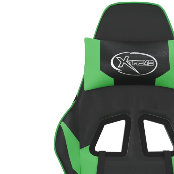 vidaXL Gaming Chair with Footrest Black and Green Faux Leather - Image 12