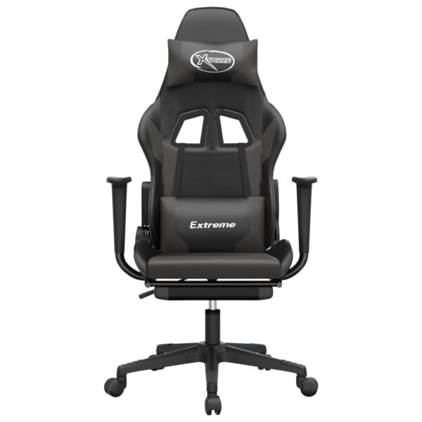 vidaXL Gaming Chair with Footrest Black and Gray Faux Leather - Image 3