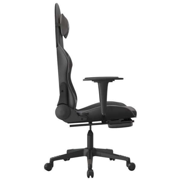 vidaXL Gaming Chair with Footrest Black and Gray Faux Leather - Image 4