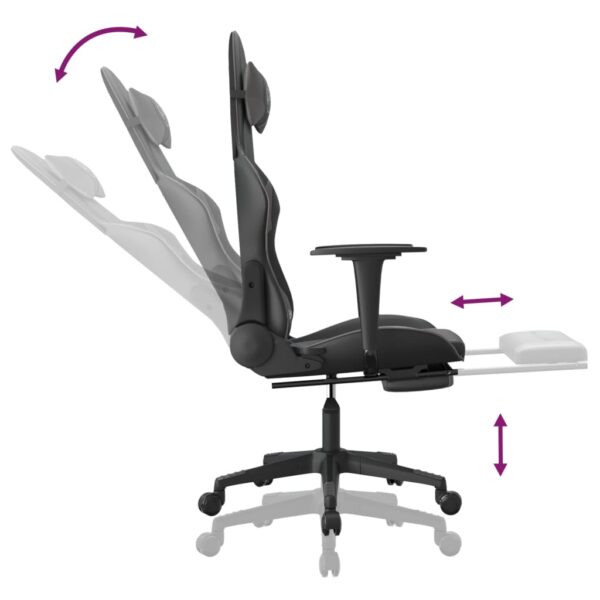 vidaXL Gaming Chair with Footrest Black and Gray Faux Leather - Image 7