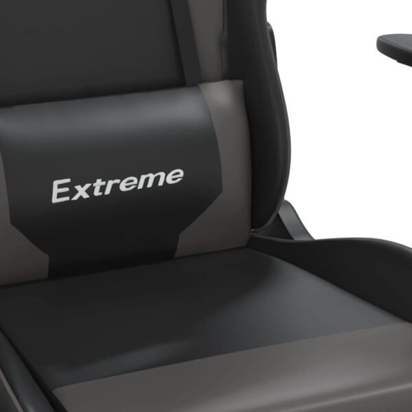 vidaXL Gaming Chair with Footrest Black and Gray Faux Leather - Image 9