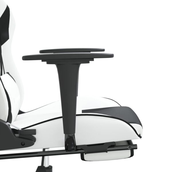 vidaXL Gaming Chair with Footrest White and Black Faux Leather - Image 11