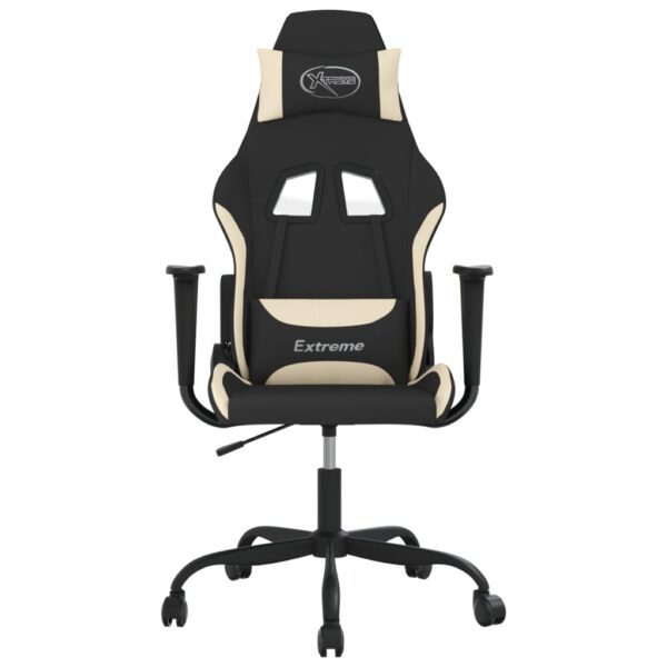 vidaXL Gaming Chair with Footrest Black and Cream Fabric - Image 3