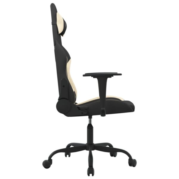 vidaXL Gaming Chair with Footrest Black and Cream Fabric - Image 4