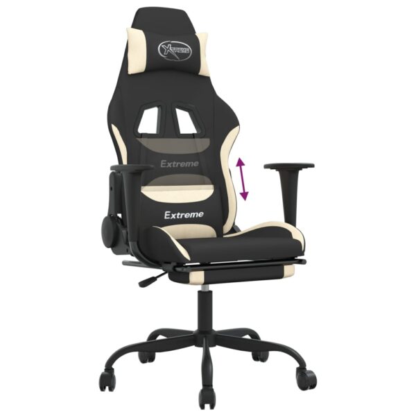 vidaXL Gaming Chair with Footrest Black and Cream Fabric - Image 8