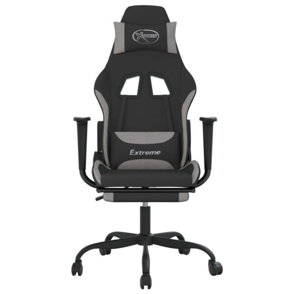 vidaXL Gaming Chair with Footrest Black and Light Gray Fabric - Image 3