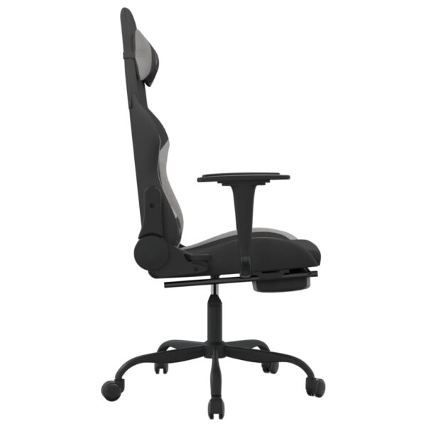 vidaXL Gaming Chair with Footrest Black and Light Gray Fabric - Image 4