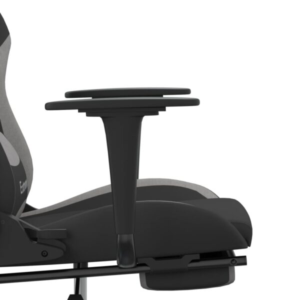 vidaXL Gaming Chair with Footrest Black and Light Gray Fabric - Image 11